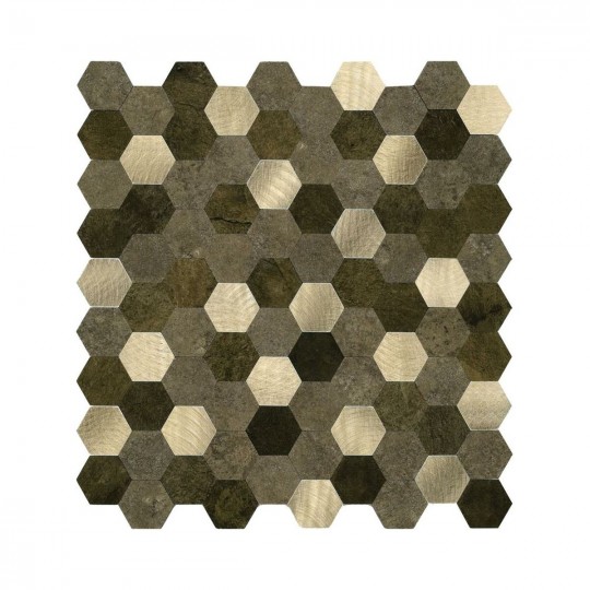 PVC Gold Hexagon Flow dekorativt selvklæbende vægpanel